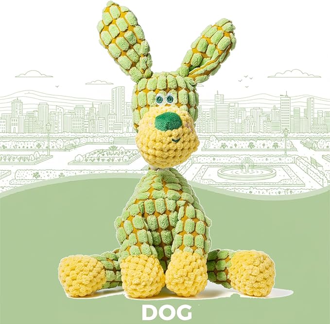 Squeaky Green Dog Plush Toy, Unique Color Cute Dog Toys for Chewing, Tough Puppy Toys for Teething Small Dogs, Stimulating Plush Chew Toy with Squeaker