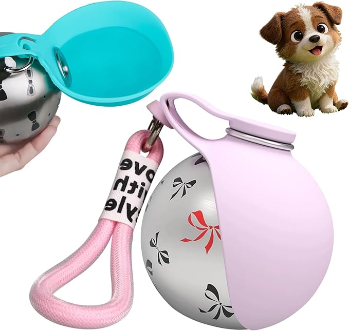 Portable Dog Water Bottle for Walking & Travel - 2-in-1 Stainless Steel Dog Travel Water Bottle with Foldable Silicone Bowl - Leak-Proof, Lightweight Water Bottle for Dogs, Puppies & Pets (C)