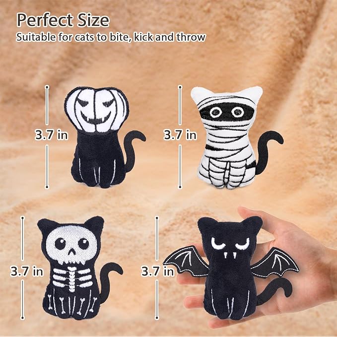 Retro Shaw Catnip Toys, 4 Pack, Fun Cat Toys with Crinkle Sound Inside, Ideal Interactive Kitten Toys for Indoor Cat Nip Kitty Kicker Pet Toy, 3.7Inches