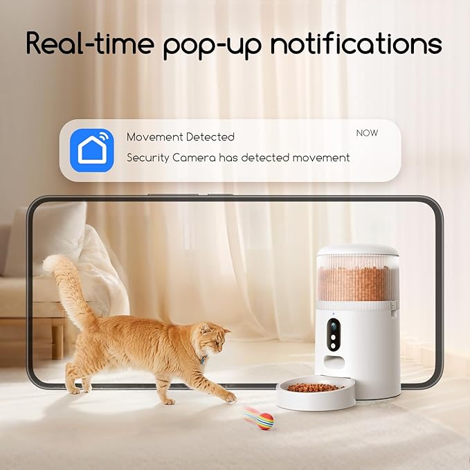 Faroro Automatic Cat Feeder with Camera, 3MP HD Video with Night Vision, 5G WiFi Cat Feeder Automatic with APP Control, 2-Way Audio, Low Food Sensor, Motion Alerts for Cats and Dogs