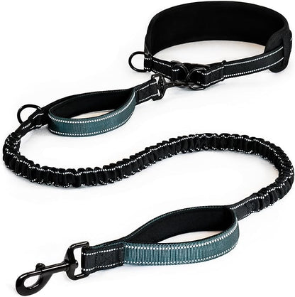 Waist Leash for Dog Walking, Waist Dog Leash for Running, Hands Free with Metal Quick-Release Buckle, Rope Bungee, Neoprene Lumbar Support