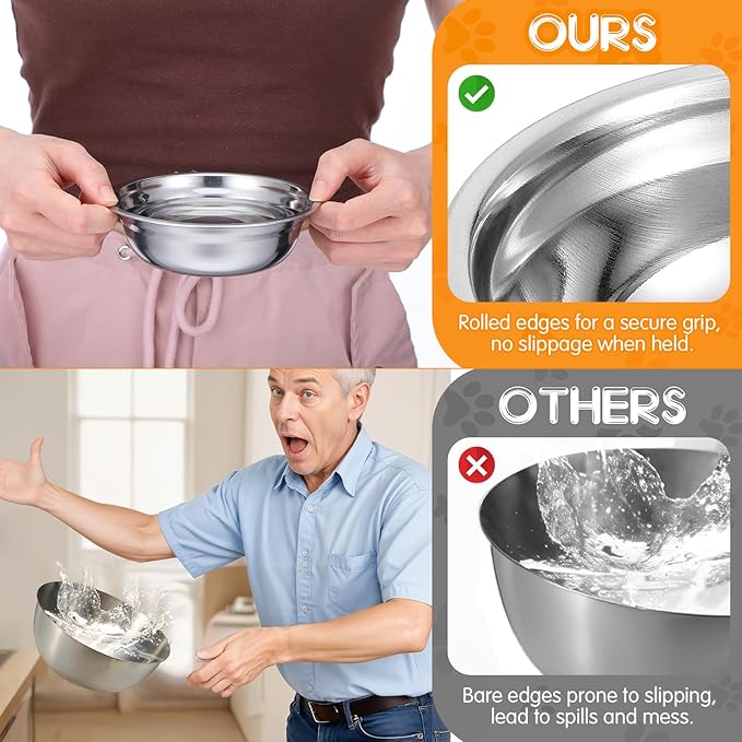 16 Pcs Stainless Steel Dog Bowls, Pets Bowl Metal Dog Cat Food Water Bowl, Replacement Basic Dog Bowls Water Bowls Set, Travel Kennel Food Dish Bowls for Small Medium Large Dogs, Dishwasher Safe