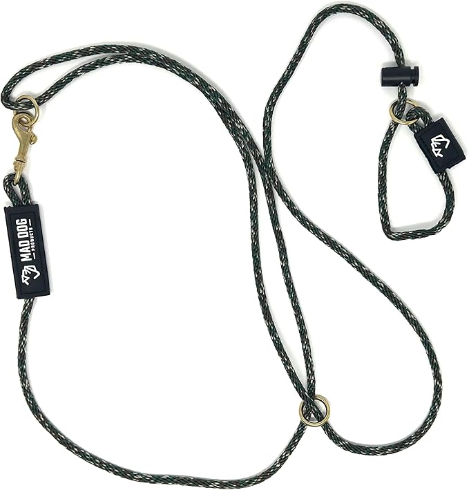 Mad Dog Products Hands Free Slip Dog Leash ¼” x 10’ Camouflage Signature Rope – Made in USA