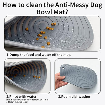Fhiny 3PCS Silicone Pet Food Mat, 9.5" Round Waterproof Non-Slip Dog Cat Bowl Placemat Preventing Feed and Water Overflow Suitable for Medium Small Bowl Dish Plate for Small Animals Protect Floor