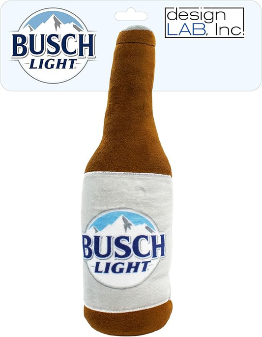 design LAB, Inc. Busch Light Beer Dog Toy |Official Merchandise Beer Bottle Squeaky Plush Toy for Dogs | 12 inch Medium Large Novelty Dog Toys for Fun and Fetch