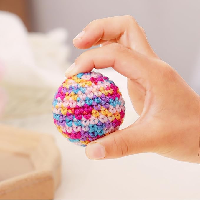 Woolen Yarn Cats Ball Toy with Bell Inside, 6Pcs Colorfull Hand-Knitted Indoor Cat Toys Jingle Bell Balls, Kitten Interactive Toys for Hunting/Kicking/Chasing