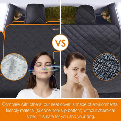 iBuddy Back Seat Cover for Tesla Model Y/3 with 2 PCS Door Protector Easy to Install Rear Seat Protector for Kids/Dogs Protects Car Seat from Messes No Chemical Smell Bench Seat Cover for Model Y/3