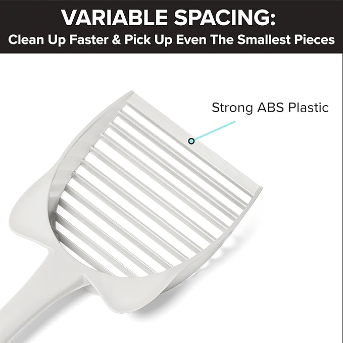 CatGuru Cat Litter Scoop, Jumbo Litter Scoop, Litter Scooper with Deep Shovel & Long Handle, Super Fast Sifter, Durable Kitty Litter Scoop, Cat Stuff, Kitten Supplies (White)