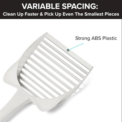 CatGuru Cat Litter Scoop, Jumbo Litter Scoop, Litter Scooper with Deep Shovel & Long Handle, Super Fast Sifter, Durable Kitty Litter Scoop, Cat Stuff, Kitten Supplies (White)