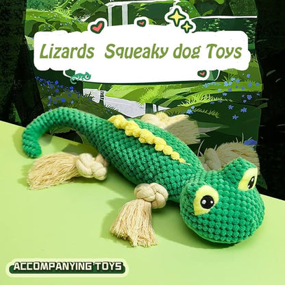 Squeaky Dog Toy,Stuffed Pet Toys,Plush Lizard Dogs Toys with Durable Rope Legs Interactive Dog Toy,Tear Resistant Durable Chewing Pets Toys for Puppy Middle Large Dogs