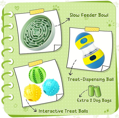 KIPRITII Enriching Slow Feeding Set for Dogs – Slow Feeder Dog Bowls & Interactive Toys with Puzzle-Based Enrichment for Smarter Eating & Busy Minds