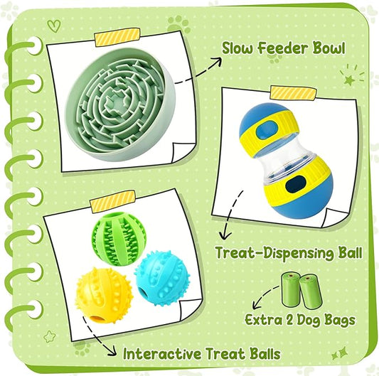 KIPRITII Enriching Slow Feeding Set for Dogs – Slow Feeder Dog Bowls & Interactive Toys with Puzzle-Based Enrichment for Smarter Eating & Busy Minds