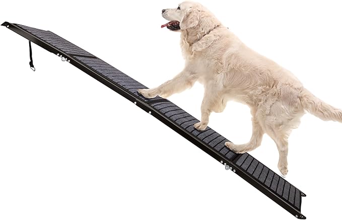 Dog Ramp - 72” x 19.5” Folding Dog Ramp for Car, Truck, SUV, or RV - Portable Ramps for Large Pets with Non-Slip Rug Surface - Pet Travel Accessories by PETMAKER (Black)
