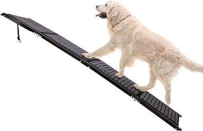 Dog Ramp - 72” x 19.5” Folding Dog Ramp for Car, Truck, SUV, or RV - Portable Ramps for Large Pets with Non-Slip Rug Surface - Pet Travel Accessories by PETMAKER (Black)