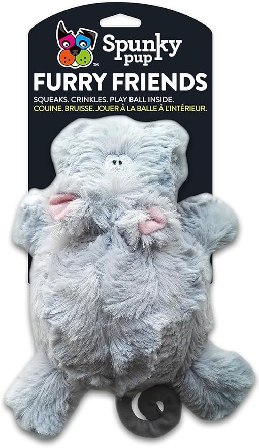 Spunky pup Hippo with Ball Squeaker Dog Toy | Cuddle Crinkle Crunching Sound and Squeaky Dog Toys | Nylon Reinforced Plush Toy | Toss Fetch and Play | Furry Friends Collection | For All Size Breeds