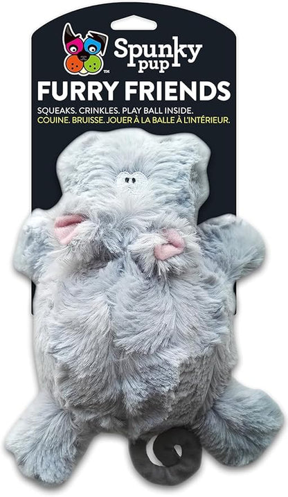 Spunky pup Hippo with Ball Squeaker Dog Toy | Cuddle Crinkle Crunching Sound and Squeaky Dog Toys | Nylon Reinforced Plush Toy | Toss Fetch and Play | Furry Friends Collection | For All Size Breeds