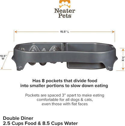 Neater Pet Brands Neater Slow Feeder Dog Bowls, Slows Down Fast Eating to Prevent Vomiting, Overeating, & Bloat, Dog Slow Feeder Bowl with Wide, Non-Slip Base, Holds 2.5 Cups Food and 8.5 Cups Water
