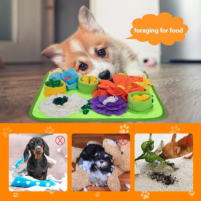 Snuffle Mat for Dogs, Sniff Mat Slow Feeding Mat for Small Pets Cats, Rabbits - Help Stress Relief and Training - Stimulate Your Pet's Foraging Skills! (Bright Green)