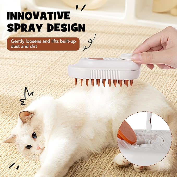 LINFOX 2-Pack Cat Steam Brush, 4-in-1 Pet Steaming Grooming Brush for Cats & Dogs, Rechargeable Anti-Static Comb for Cleaning, Massage & Shedding Control