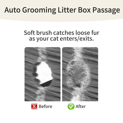 Pet Hair Removal Door Brush for Cats, Self-Cleaning Fur Catcher, Fits Cat Doors and Indoor Doorways, Gentle Grooming, Grey