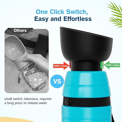 Pecute Portable 22 oz Dog Water Bottle, 2 in 1 Dog Water Bottle Bowl Leakproof with Double Seal, BPA Free, Lightweight, Pet Water Bottel Dispenser for Outdoor Walking Triping Hiking Camping Travels