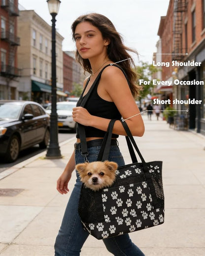 Dog Purse Carrier for Small Dogs with Pocket,Dog Carriers Soft Sided,Pet Carrier Purse for Puppy and Cats Up to16 lbs,Dogs and Puppies Tote Bag Carrier,Collapsible Travel Puppy Carrier