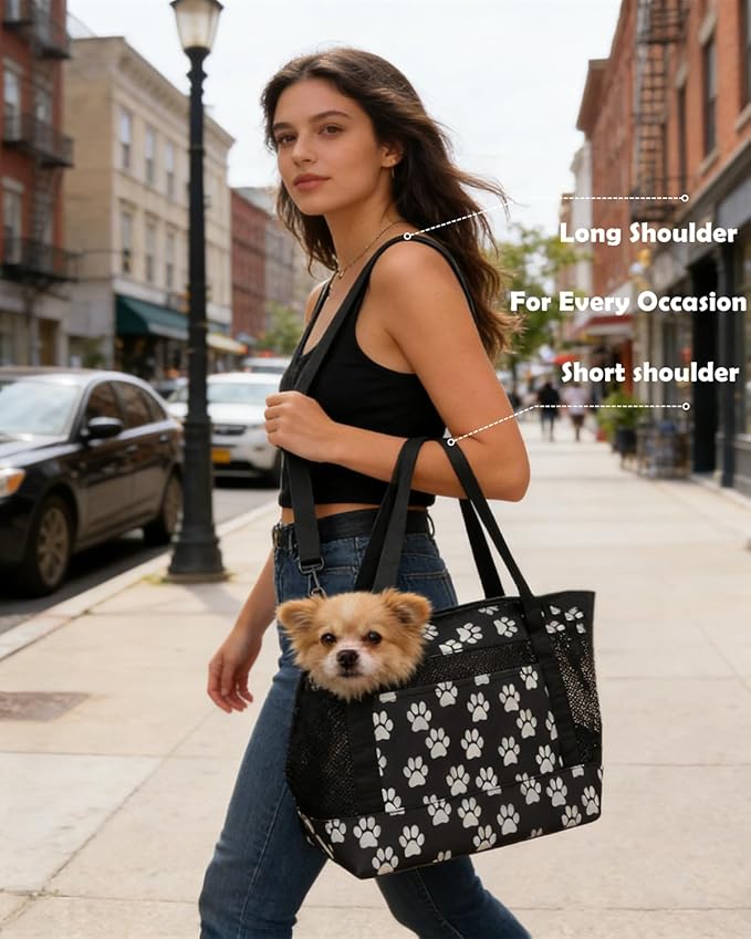 Dog Purse Carrier for Small Dogs with Pocket,Dog Carriers Soft Sided,Pet Carrier Purse for Puppy and Cats Up to16 lbs,Dogs and Puppies Tote Bag Carrier,Collapsible Travel Puppy Carrier