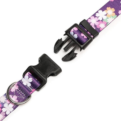 Mercano Adjustable Dog Collar - Special Design Patterns, Soft Nylon Comfortable Sturdy Pet Collar for Small Medium Large Dogs (M, Floral Pink)