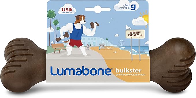 Lumabone Bulkster Durable Chew Toy for Aggressive Chewers, Real Beef, Made in USA, Giant