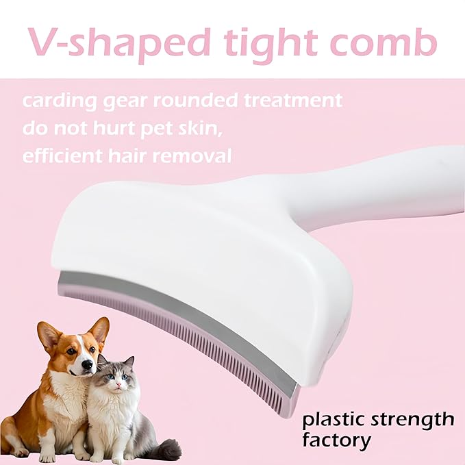 V-Tooth Deshedding Comb, Tooth Deshedding Comb for Pets Dog & Cat Grooming Brush Multifunctional Pet Comb with Ergonomic Handle for Shedding, Tight V-Shaped Teeth Shedding Combs (Green, Large)