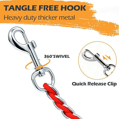 Chain Dog Leash Chew Proof Metal Leash for Medium Large Dogs, Chain Link Dog Anti Chew 5.2FT / 4FT Strong Anti Bite Comfortable Soft Padded Handle (Red, 5FT(80-150lb))