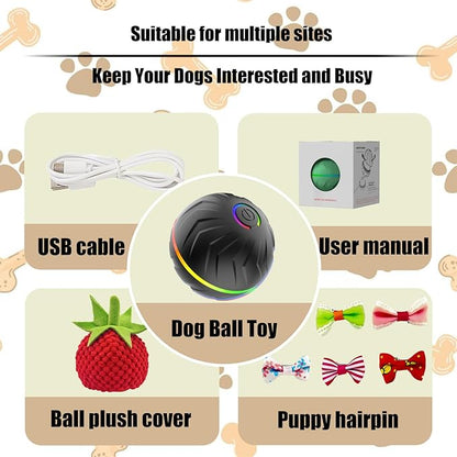 Valentines Day Gifts Interactive Dog Toys Dogs Ball,Moving Dog Toy with Touch Activated,Anti Boredom Dog Toys for Small Medium Dogs,Tough Motion Activated Automatic Vibrating Dog Ball