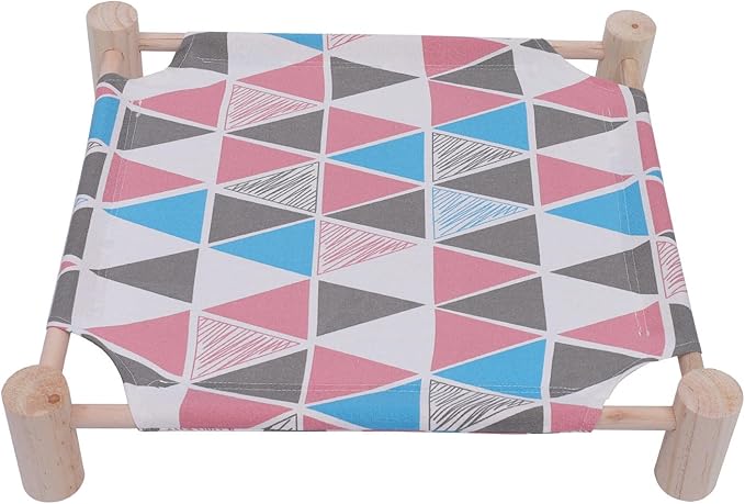 Detachable Pink Geometric Cloth Cat Sleeping Bed Moisture-Resistant Cat Hammock Nest for Seasons Washable Pet Bed Suitable for Indoor