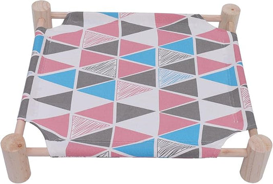 Detachable Pink Geometric Cloth Cat Sleeping Bed Moisture-Resistant Cat Hammock Nest for Seasons Washable Pet Bed Suitable for Indoor