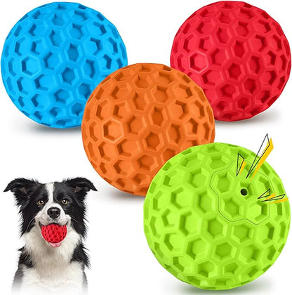 havit Indestructible Squeaky Dog Balls for Aggressive Chewers, Interactive Dog Toys to Keep Them Busy, Rubber Dog Chew Toy for Large Medium Breeds, Outdoor Waterproof (4 Colors)