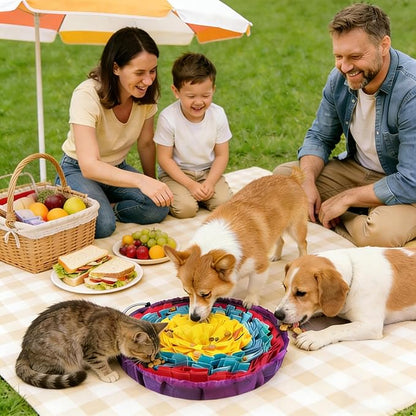 Snuffle Mat for Dogs 19"x19", Adjustable Dog Slow Feeder Bowl, Interactive Dog Enrichment Puzzle Toys, Foraging Sniff Treat Mat Mental Stimulation for Puppy Small Medium Large Breed Dogs Cats
