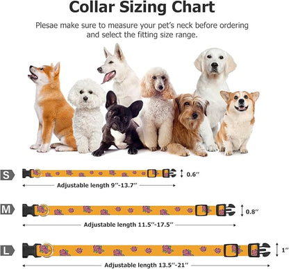 Cotton Handmade Dog Collar Cute and Distinctive Patterns Yellow Rose with Pendant for Girl Boy Dogs Collars M