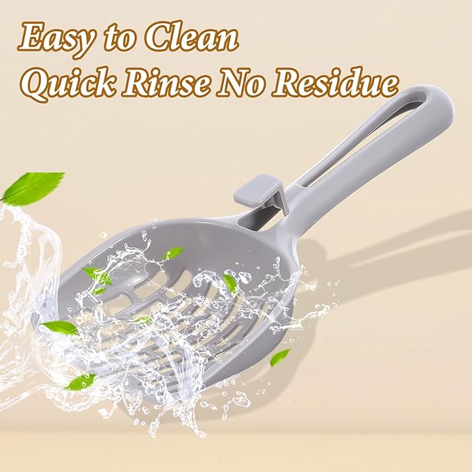 Cat Litter Scoop Non Stick Cat Sifting Litter Scoop Shovel with Hook Kitty Scooper Easy Sifting with 8-Shaped Hole Design for Box Clumping Crystal Litters Pellets