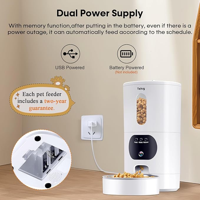 Automatic Cat Feeder Camera for 2-Cats: Easy Setup Timed Smart Dog Feeder WiFi - 2-Way Audio 5G Pet Food Dispenser APP Control for Multi-Cat 2 Pack