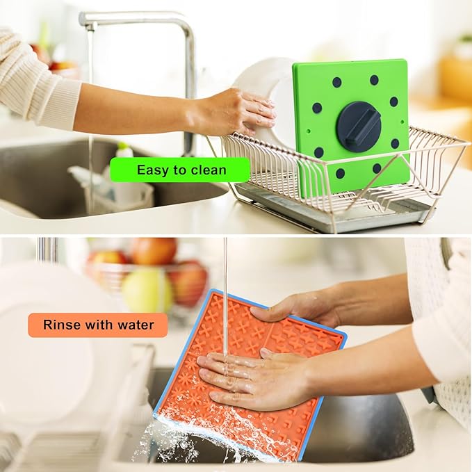 Lick Mat for Dogs Crate, Lick Mat for Dog, Dog Peanut Butter Lick Pads, Crate Training Aids for Puppies Slow Food Licking Pad(1 Pack, Orange)