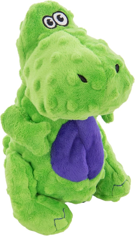 goDog Dinos T-Rex Squeaky Plush Dog Toy with Chew Guard Technology, Durable Fabric & Squeaker for Active Play, Green, Large