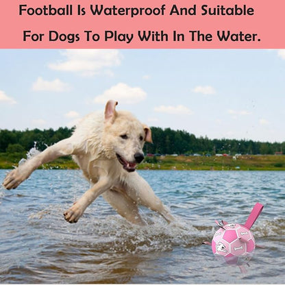 Dog Soccer Ball, Interactive Toys for Tug of War, Puppy Birthday Gifts, Tug Toy, Water Toy, Durable Balls for Small & Medium Size(8 inch-Pink)