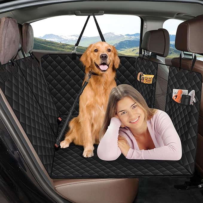 Car Back Seat Extender for Dogs, Hard Bottom Dog Hammock for Car, Pet Hard Bottom Car Seat Cover, Dog Car Seat Cover for Back Seat Hard Bottom, Dog Back Seat Extender Platform