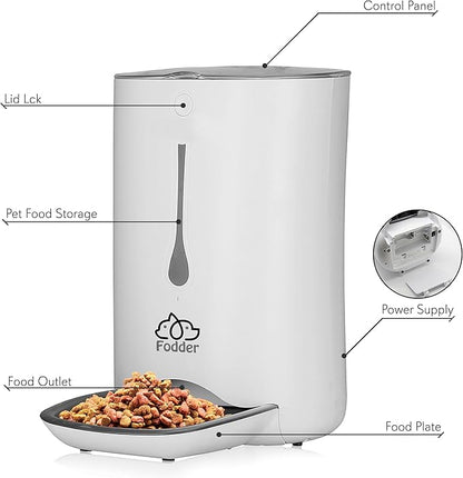 SereneLife 7QT Smart Automatic Pet Feeder - Electronic Digital Dry Food Dispenser for Cats and Dogs with Built-in Microphone, Voice Recorder, Timer Programmable, Optional Battery Operation