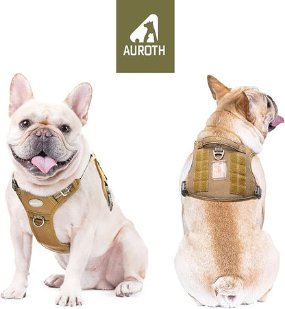 AUROTH Tactical Dog Harness for Small Medium Dogs No Pull Adjustable Pet Harness Reflective Working Training Easy Control Pet Vest Military Service Dog Harnesses Army Yellow S
