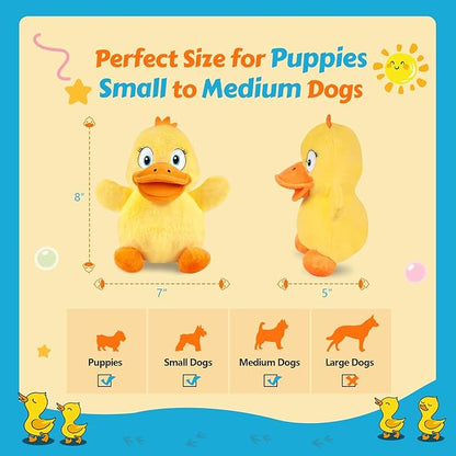 Squeaky Duck Dog Toy – Plush Chew Toy with 2 Squeakers & Crinkle Wings for Small and Medium Dogs – Soft Puppy Toy for Boredom & Indoor Play