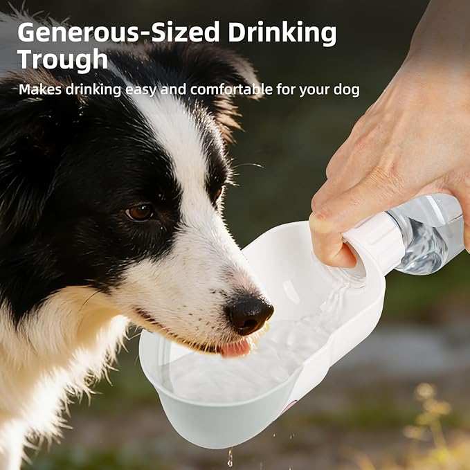 Dog Water Bottle, Leakproof Portable Water Bottle for Dogs, Dog Travel Water Bottles with Convenient Bottles Strap, Dog Travel Accessories for Walking, Hiking, Outdoor, Camping (17oz White)