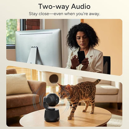 PawTrack 4K Pet Camera with Auto Tracking, 360° Pan/270° Tilt, Behavior Alerts & Smart Pet Vlog & Two-Way Audio, Privacy Mode, Multi-Pet ID, 1080p Daily Recording Smart Pet Monitor