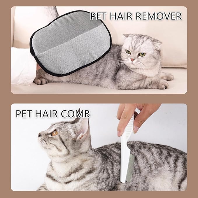 2pcs Set Pet Hair Remover Glove, Grooming Gloves for Dogs and Cats,Reusable Cat & Dog Hair Remover for Couch, Furniture (24X18CM)