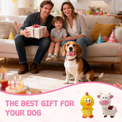 Small Squeaky Dog Toys, 3 Pack Latex Dog Chew Toy Set, Funny Animals Squeaky Balls for Interactive Fetch Play, Soft Rubber Teething Toy for Puppy Small Dogs